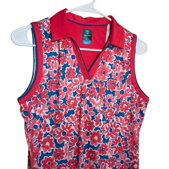 Pro Tour Tank Top Women's Medium Colorful Sleeveless Collared 1/4 Zip Top Shirt - Picture 2 of 7